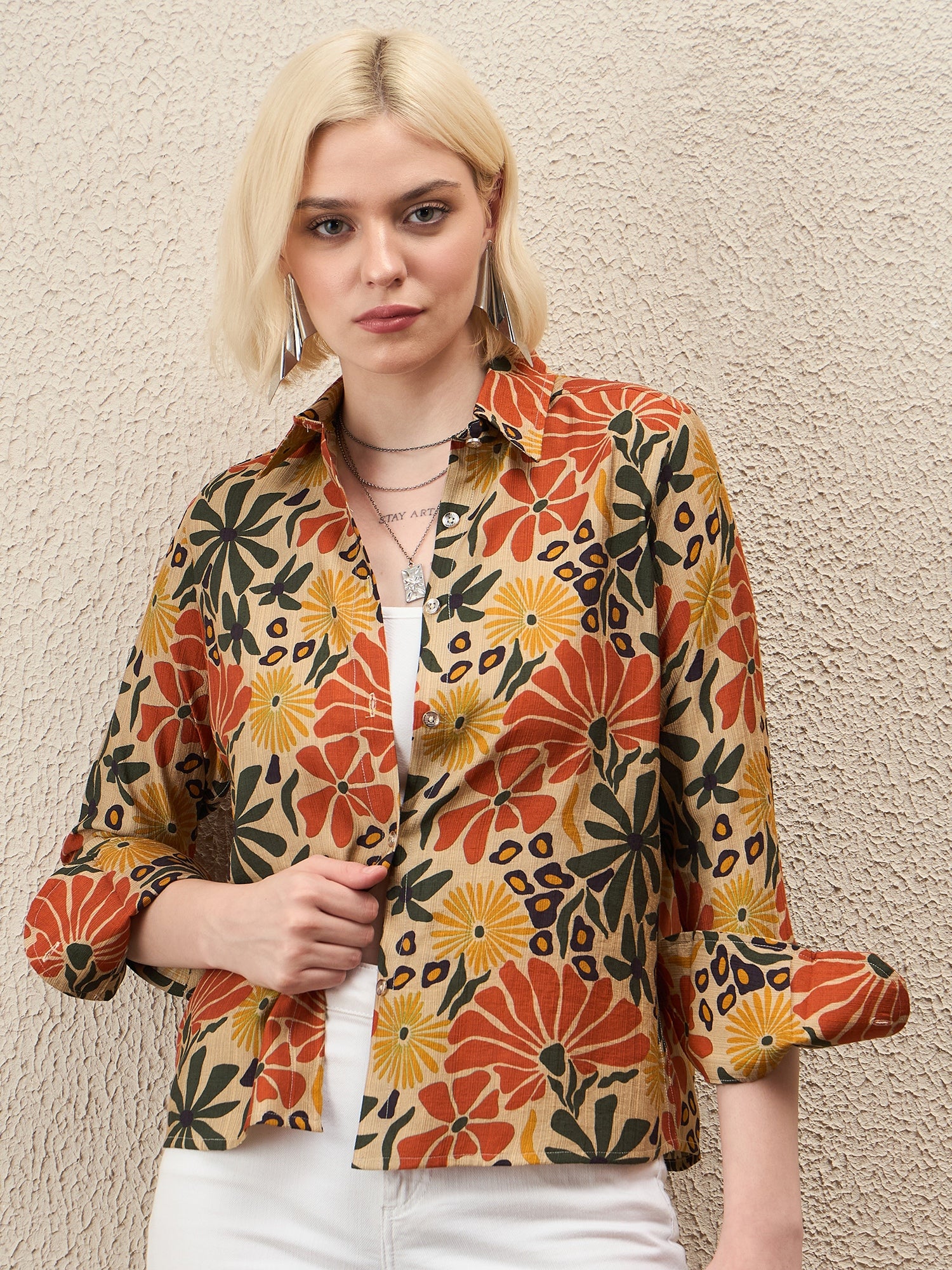 AHrik Boho Bloom Floral Cotton Shirt