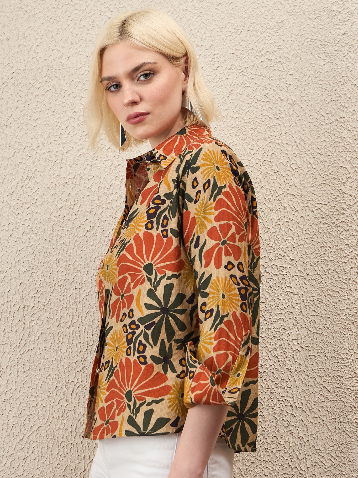 AHrik Boho Bloom Floral Cotton Shirt