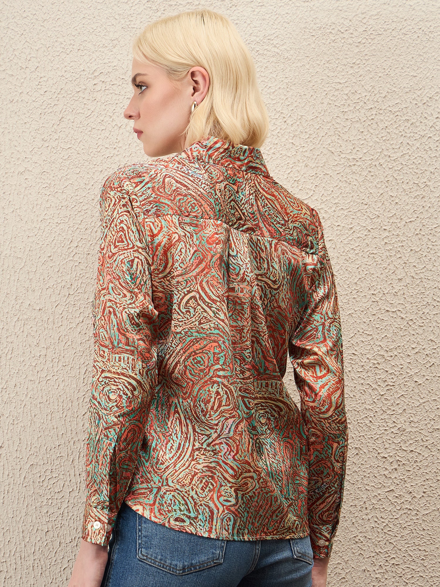 AHrik Aura Swirl Art Satin Shirt