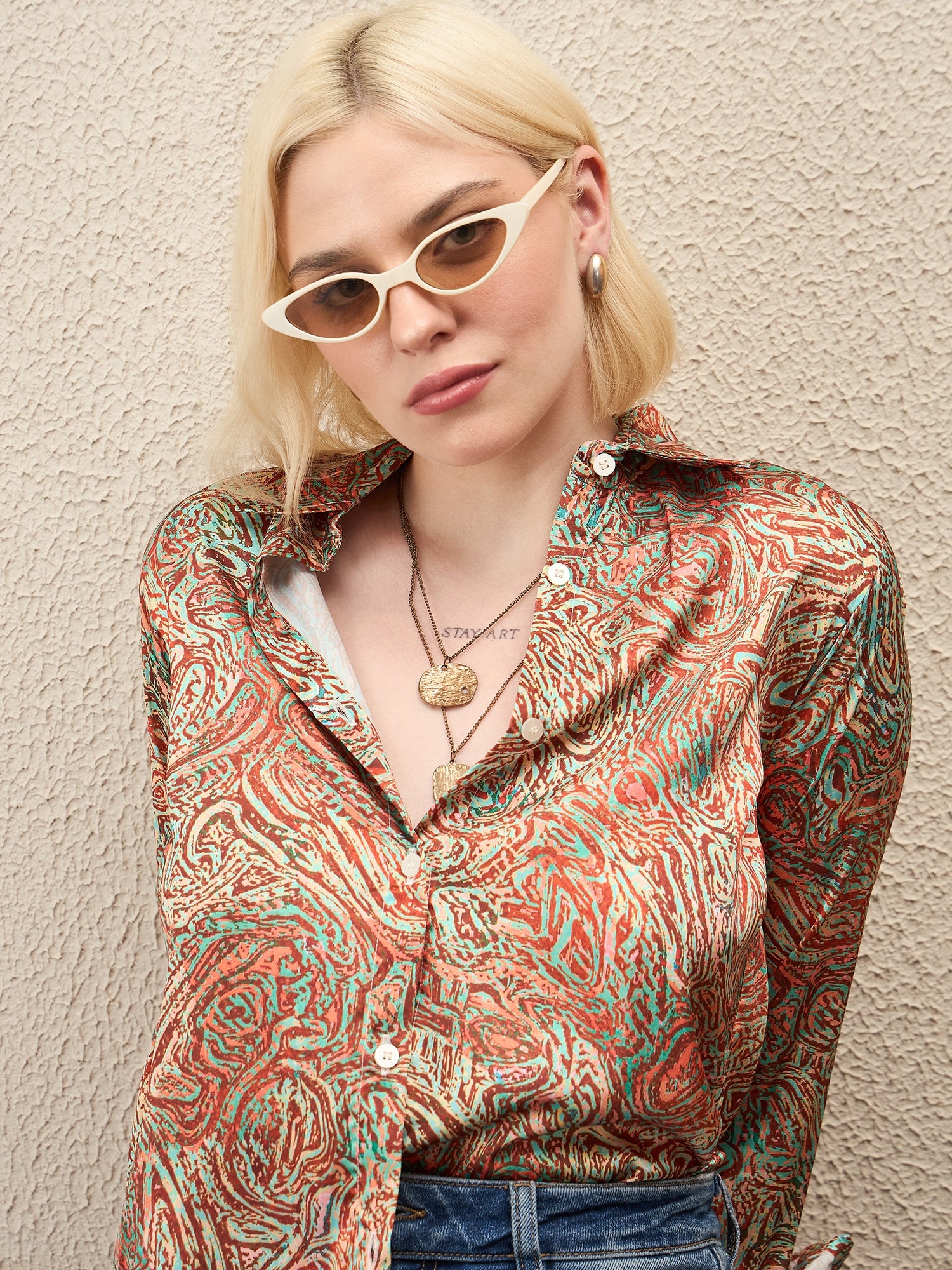 AHrik Aura Swirl Art Satin Shirt