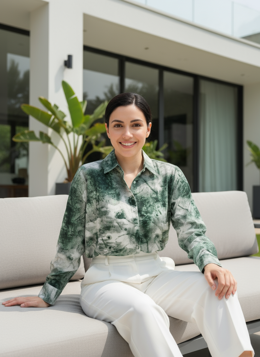 AHrik Emerald Veil Silk-Blend Shirt