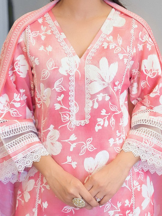 AHrik Blossom Grace Kurta Set – Rosy Bloom in Elegant Flow AHrik