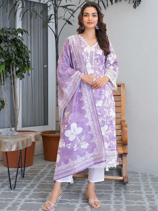 AHrik Lavender Whisper Kurta Set – Serene Blooms in Ethnic Elegance AHrik