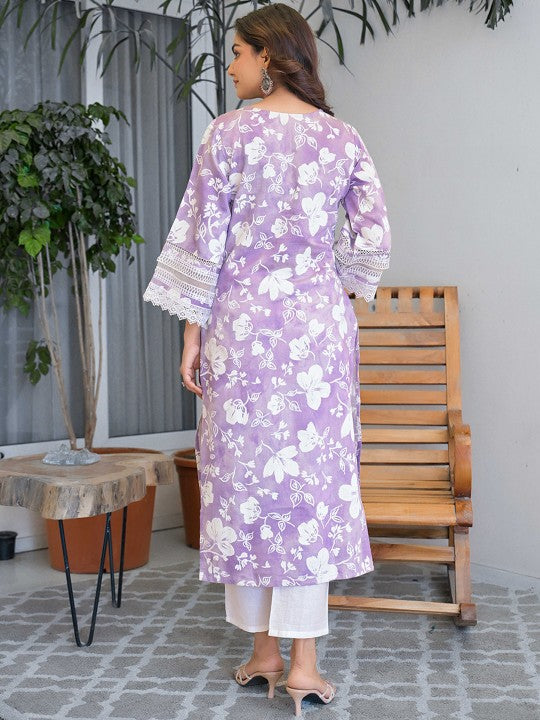 AHrik Lavender Whisper Kurta Set – Serene Blooms in Ethnic Elegance AHrik