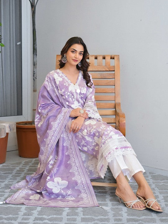 AHrik Lavender Whisper Kurta Set – Serene Blooms in Ethnic Elegance AHrik