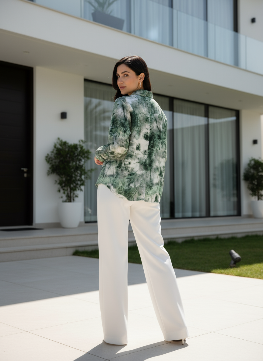 AHrik Emerald Veil Silk-Blend Shirt